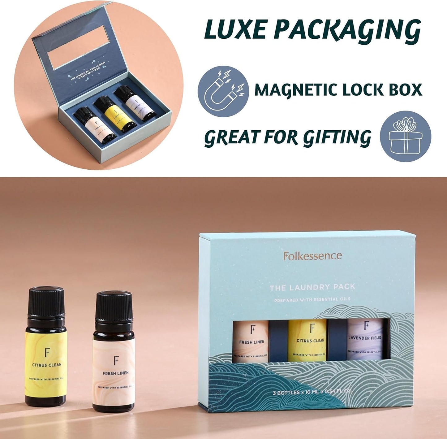 Laundry Collection Essential Oils Set | Pack of 3 Pure Essential Oil for Diffuser | Use with Wool Dryer Balls for Mother'S Day Gifts - Fresh Linen, Citrus & Lavender (The Laundry Pack)
