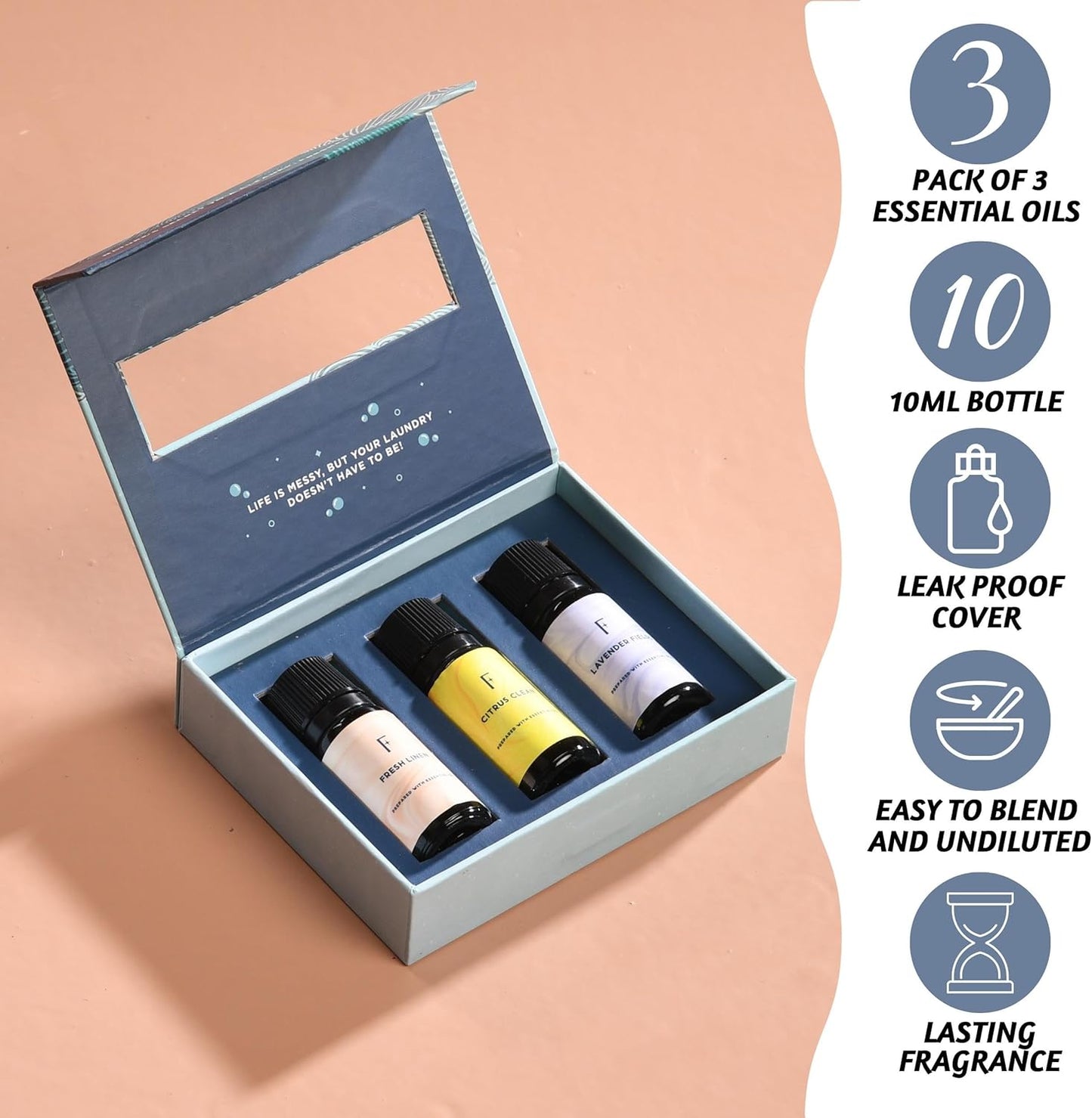 Laundry Collection Essential Oils Set | Pack of 3 Pure Essential Oil for Diffuser | Use with Wool Dryer Balls for Mother'S Day Gifts - Fresh Linen, Citrus & Lavender (The Laundry Pack)