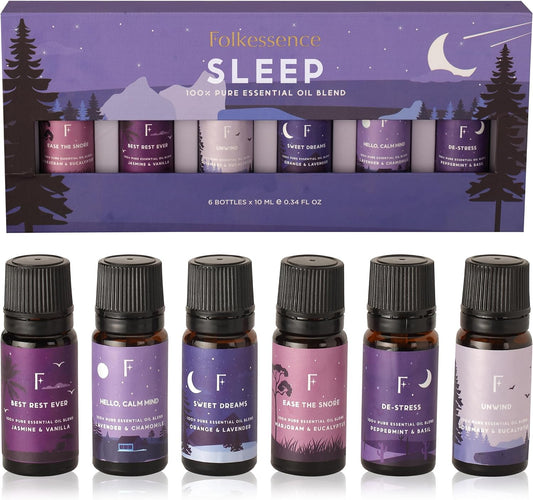 Sleep Essential Oils Set | Pure Essential Oils for Diffusers for Home, Set of 6 Essential Oil Blend or Oil Diffuser Essential Oils for Gifts for Mom- Lavender, Rosemary & Peppermint