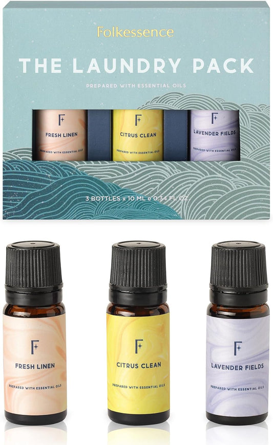 Laundry Collection Essential Oils Set | Pack of 3 Pure Essential Oil for Diffuser | Use with Wool Dryer Balls for Mother'S Day Gifts - Fresh Linen, Citrus & Lavender (The Laundry Pack)